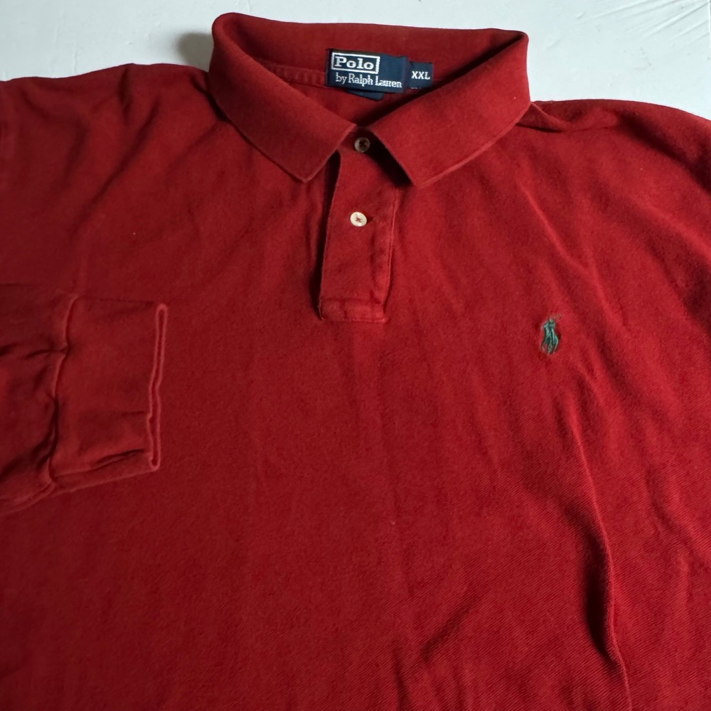 Polo Ralph Lauren Long Sleeve Polo‎ Shirt Red XXL Mens Classic Fit Cotton